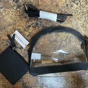 NWT Capri Designs Halfmoon Clear Crossbody Purse